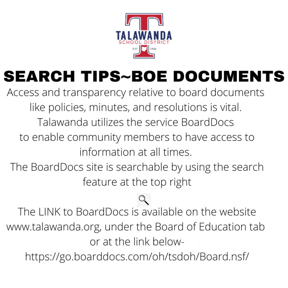 Instructions to search BoardDocs software